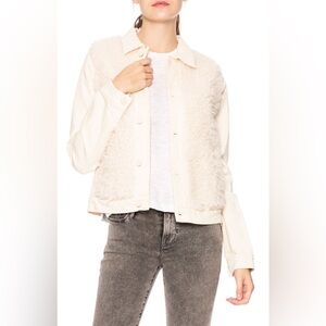 NEW MOTHER Cabin Fever Denim Sherpa Jacket, cream, size XS